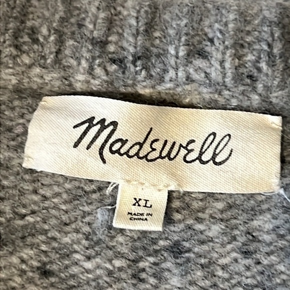 Madewell Womens Grey Merino Wool Blend Alpaca Blend Crew Neck Sweater Size XL - Picture 11 of 15